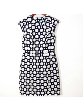 Tori Richard Sheath Dress Size 4 Graphic Aloha Resort Summer Black White